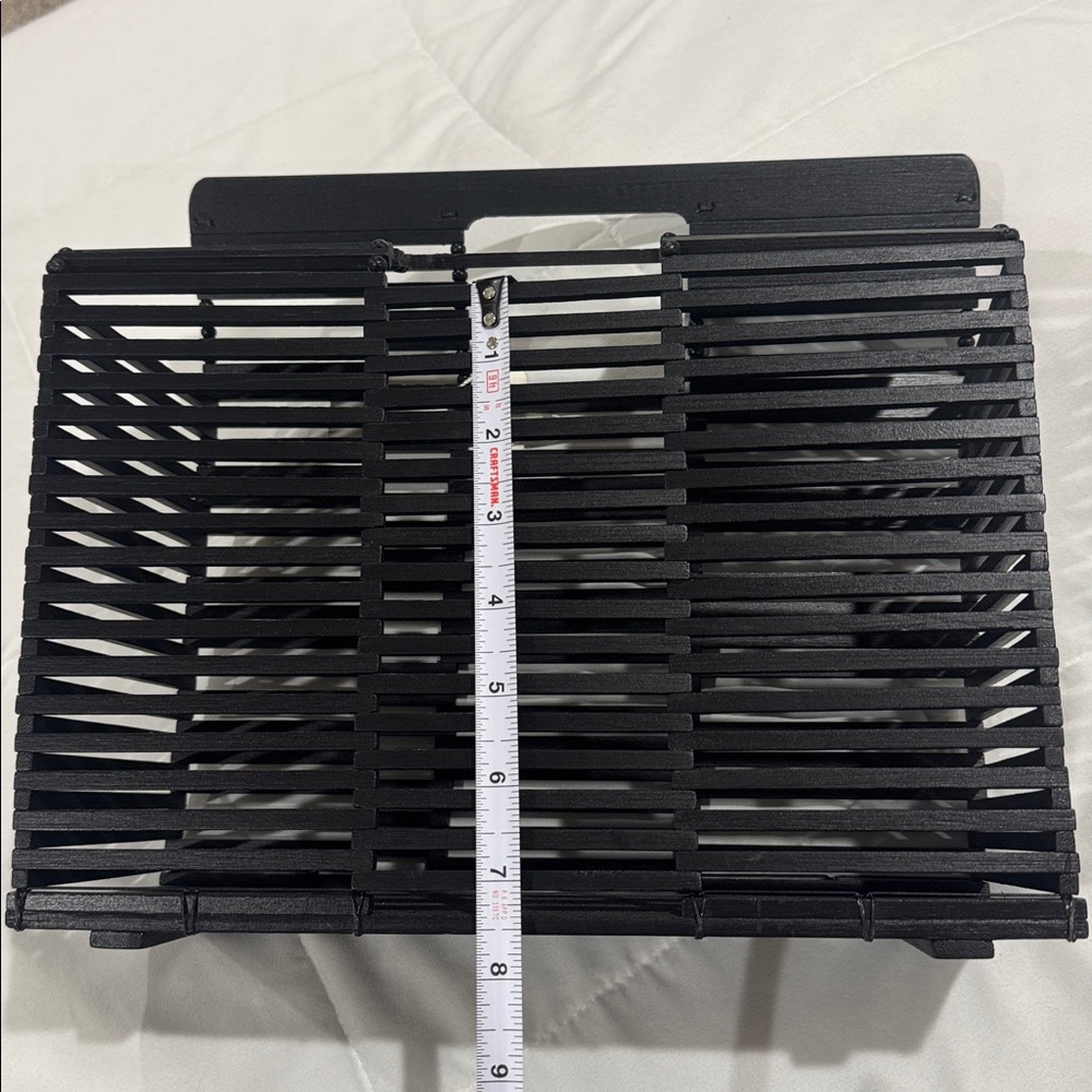 Black Slatted Bamboo Tote Bag - Picture 5 of 5